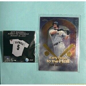 ASTROS Jeff Bagwell Jersey Retirement Pin+ '99 Topps Early Road to the Hall card